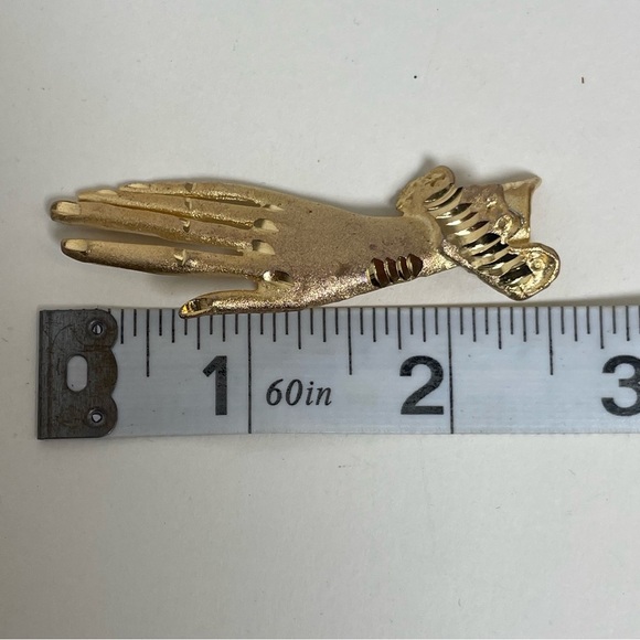 Vintage Gold Tone Hand with Cuff Shaped Brooch - Picture 7 of 7